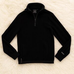 Armani Exchange Black Ribbed Zip-Up Sweater – Women’s XS